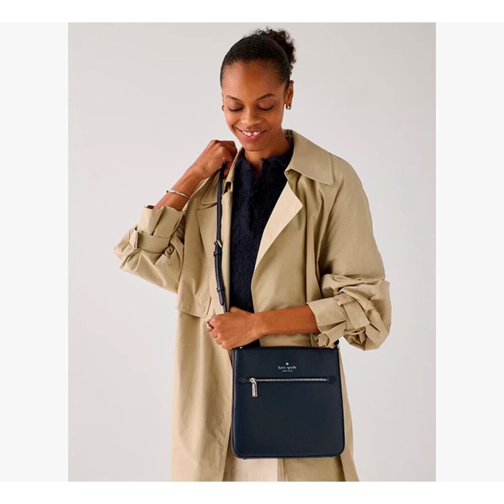 S Kate Spade Sadie North South Large Navy Leather Crossbody K7379 NWT $ 299 - Picture 3 of 6